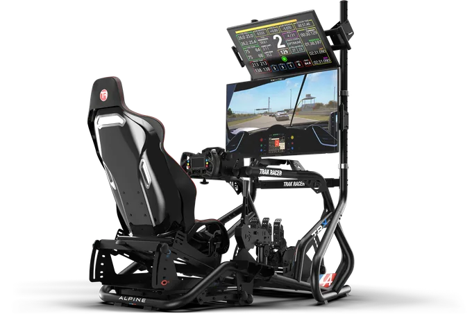 Freestanding Dual (2) Monitor Stand, Upgradeable to Triple – Up to 80" Display for Sim Racing, Flight Simulation & Truck Simulators — photo publiée par le fabricant ou vendeur
