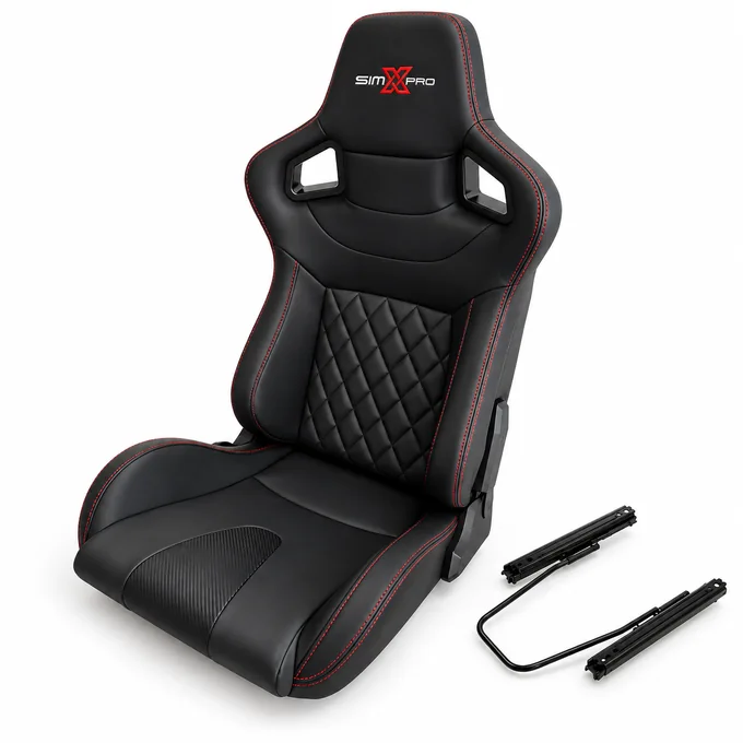 SimXPro XL GT Reclining Sim Racing Seat + Seat Slider — photo publiée par le fabricant ou vendeur