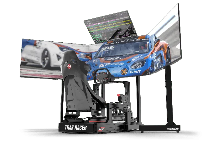 Freestanding Quad (4) Monitor Stand with Extra Leg Supports – Up to 55" Displays for Sim Racing, Flight Simulation & Truck Simulators — photo publiée par le fabricant ou vendeur