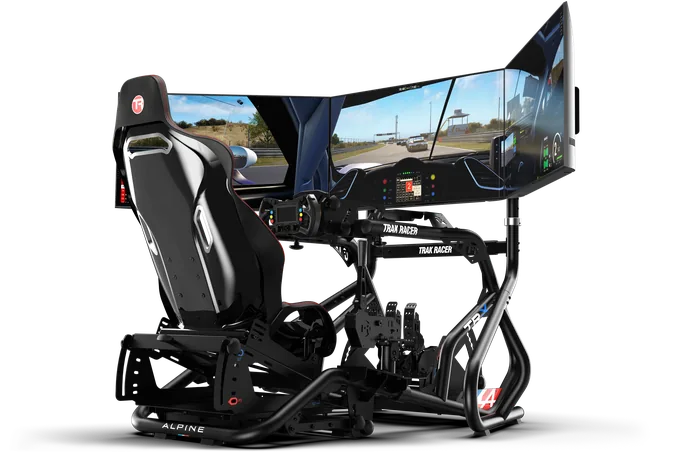 Freestanding Triple (3) Monitor Stand – 22" to 32" Displays for Sim Racing, Flight Simulation & Truck Simulators — photo publiée par le fabricant ou vendeur